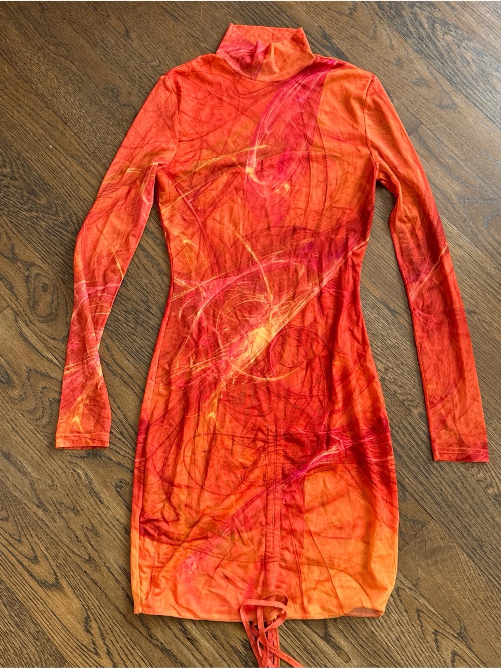 Farai London Orange Red Tie-Dye Mini Dress